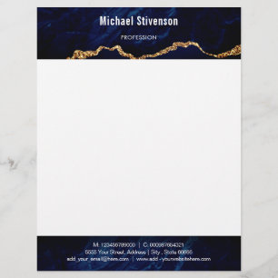 Design Your Own Navy Blue Gold Letterhead Template