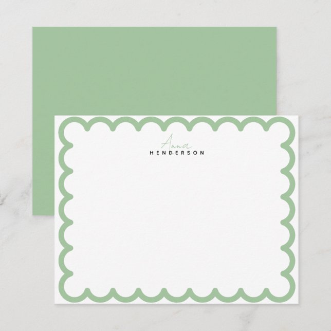 Design Your Own Note Card Grey Tartan Border (Front/Back)