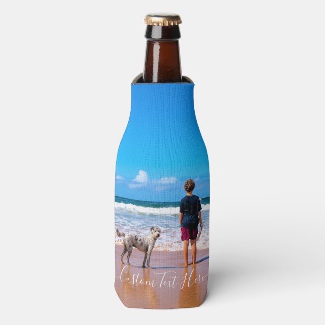 Design Your Own Pet Photo Bottle Cooler with Text (Bottle Front)