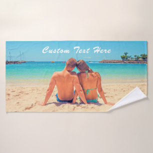 Design Your Own Photo Bath Towels Gift Custom Text