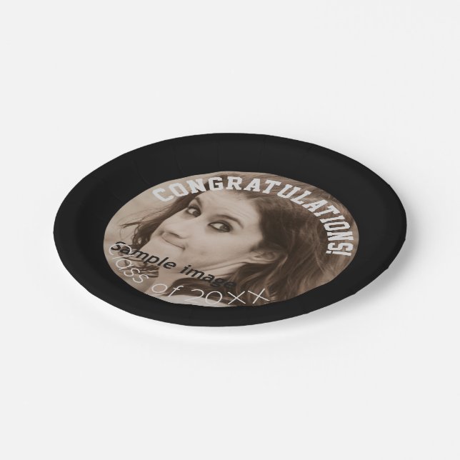Design Your Own Photo Graduation Party | Modern Paper Plate (Angled)