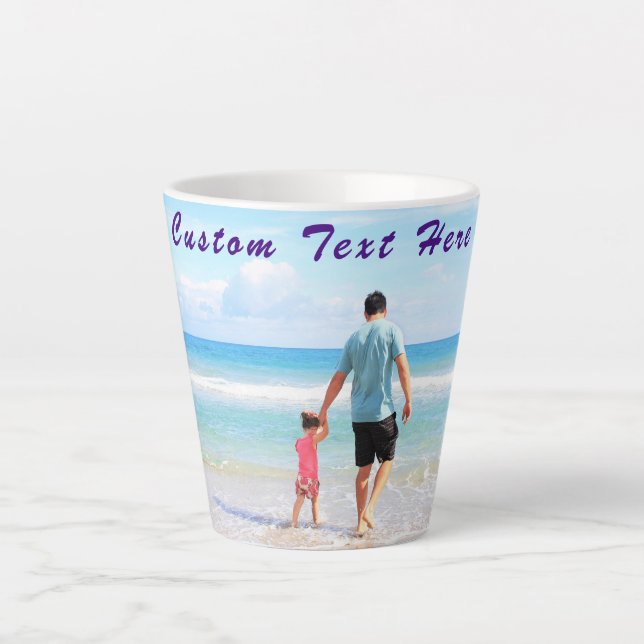 Design Your Own Photo Latte Mug Custom Text (Front)