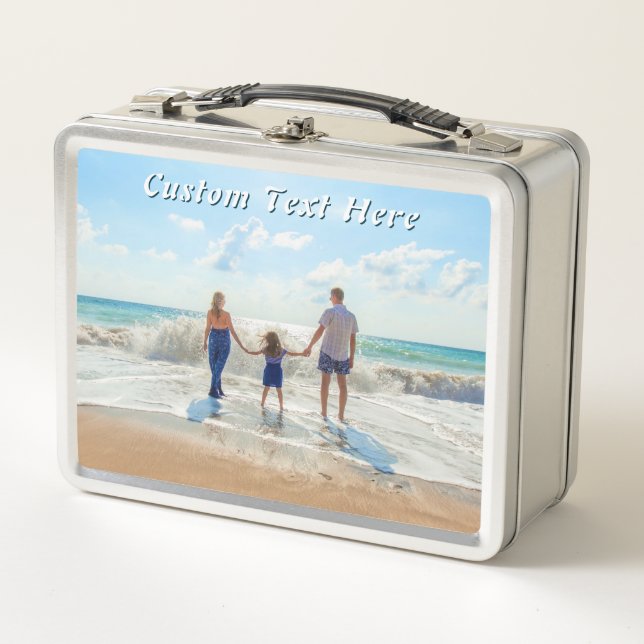Design Your Own Photo Metal Lunch Box Custom Text (Front)