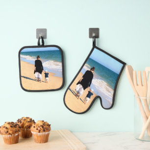 Design Your Own Photo Personalised Cooking Gift Oven Mitt & Pot Holder Set