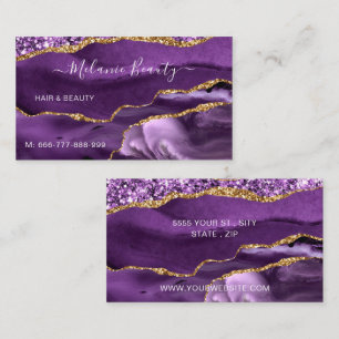 Design Your Own Purple Gold Glitter Business Card