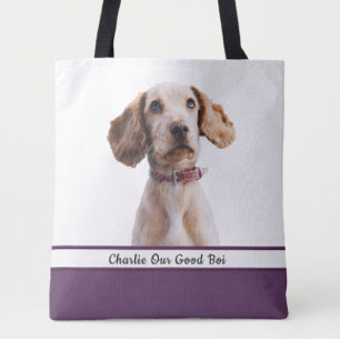 Design Your Own: Purple Print Dog Photo        Tot Tote Bag