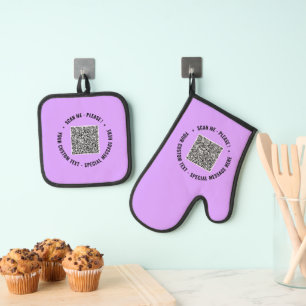 Design Your Own QR Code and Custom Text Example Oven Mitt & Pot Holder Set