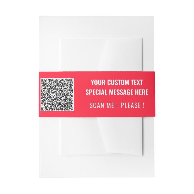 Design Your Own QR Code Belly Band Custom Text Invitation Belly Band (Front Example)