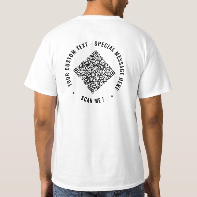 Design Your Own QR Code T-Shirt with Custom Text (Back)