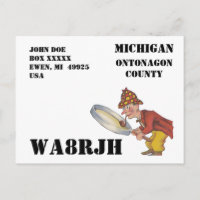 Design Your Own QSL HAM Radio Op magnifying glass