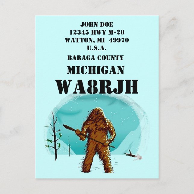 Design Your Own QSL HAM Radio Operator Op Big Foot Invitation Postcard (Front)