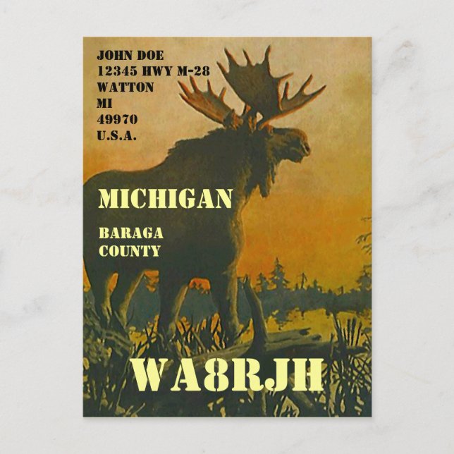 Design Your Own QSL HAM Radio Operator Op Moose Postcard (Front)