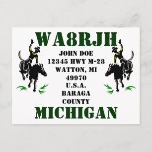 Design Your Own QSL HAM Radio Ops Card Bronc Rider