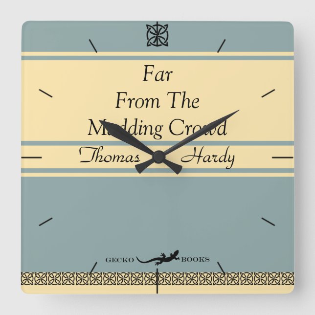 Design Your Own Retro Book Cover Timepiece Square Wall Clock (Front)