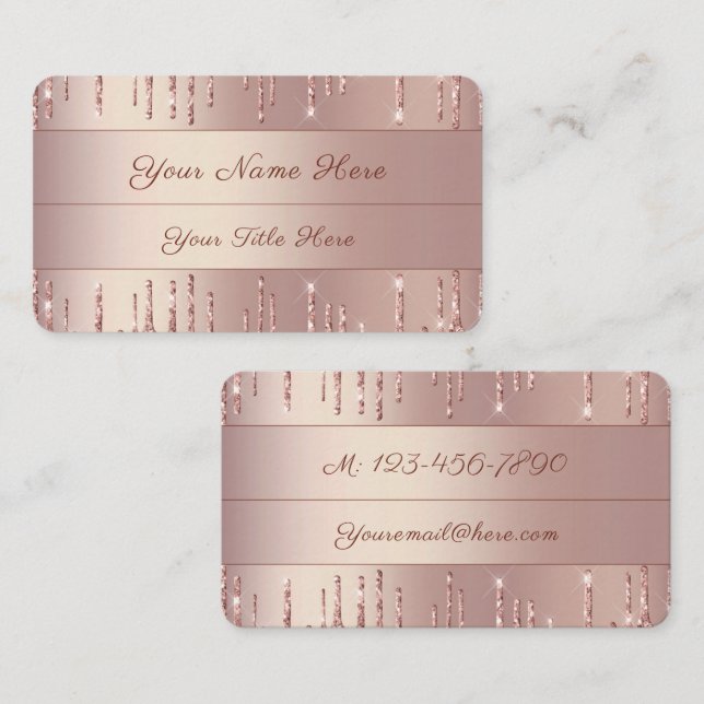 Design Your Own Rose Gold Glitter Business Card (Front/Back)