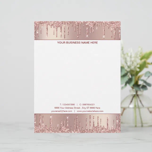 Design Your Own Rose Gold Glitter Letterhead | Zazzle