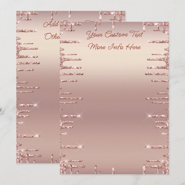 Design Your Own Rose Gold Glitter Menus Example (Front/Back)