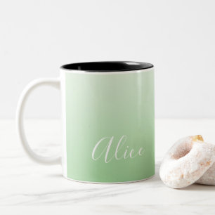 Design Your Own Sage OMbre and Your Name Two-Tone Coffee Mug