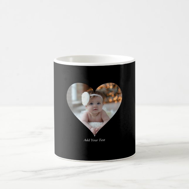 Design Your Own Single Heart Shaped Photo Coffee Mug (Center)