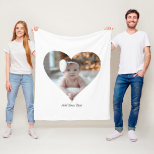 Design Your Own Single Heart Shaped Photo Fleece Blanket
