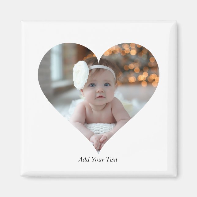 Design Your Own Single Heart Shaped Photo Magnet (Front)