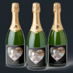 Design Your Own Single Heart Shaped Photo Sparkling Wine Label<br><div class="desc">This Custom Heart Shaped Photo design beautifully arranges your favourite memories into the shape of a heart, symbolising love and connection. Perfect for special occasions like anniversaries, weddings, or Valentine's Day, this design highlights your cherished moments meaningfully and artfully. Its unique layout creates a visually captivating keepsake, ideal for gifting...</div>