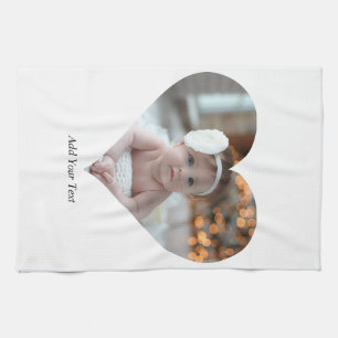 Design Your Own Single Heart Shaped Photo Tea Towel
