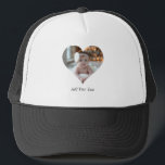 Design Your Own Single Heart Shaped Photo Trucker Hat<br><div class="desc">This Custom Heart Shaped Photo design beautifully arranges your favourite memories into the shape of a heart, symbolising love and connection. Perfect for special occasions like anniversaries, weddings, or Valentine's Day, this design highlights your cherished moments meaningfully and artfully. Its unique layout creates a visually captivating keepsake, ideal for gifting...</div>