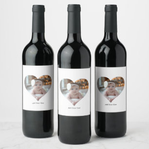 Design Your Own Single Heart Shaped Photo Wine Label