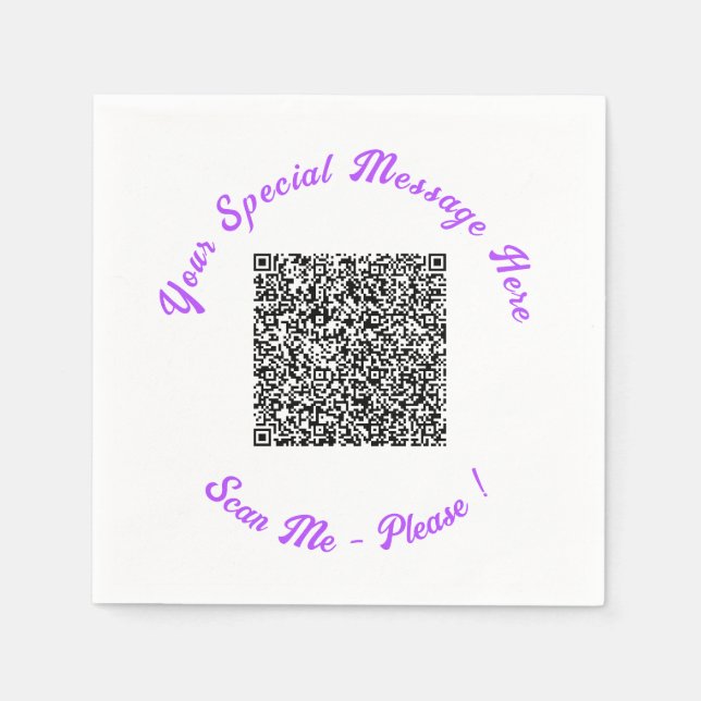Design Your Own Text and QR Code Napkins Template (Front)