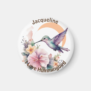 Design Your Own Watercolor Hummingbird Custom Name Magnet