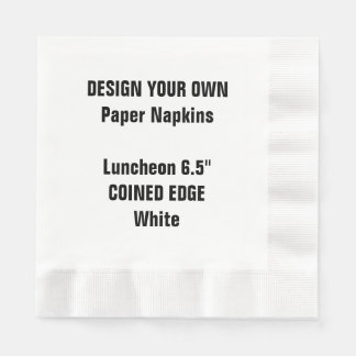 Design Your Own WHITE Coined Luncheon Paper Napkin