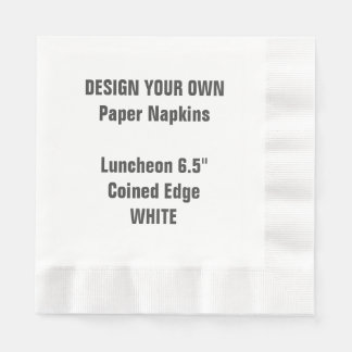 Design Your Own WHITE Coined Luncheon Paper Napkin
