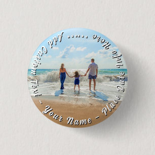 Design Your Photo Button Gift Personalised Text