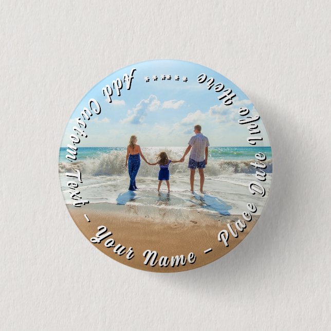 Design Your Photo Button Gift Personalised Text (Front)