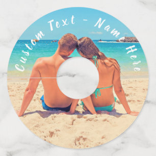 Design Your Photo Wine Glass Tag Personalised Text