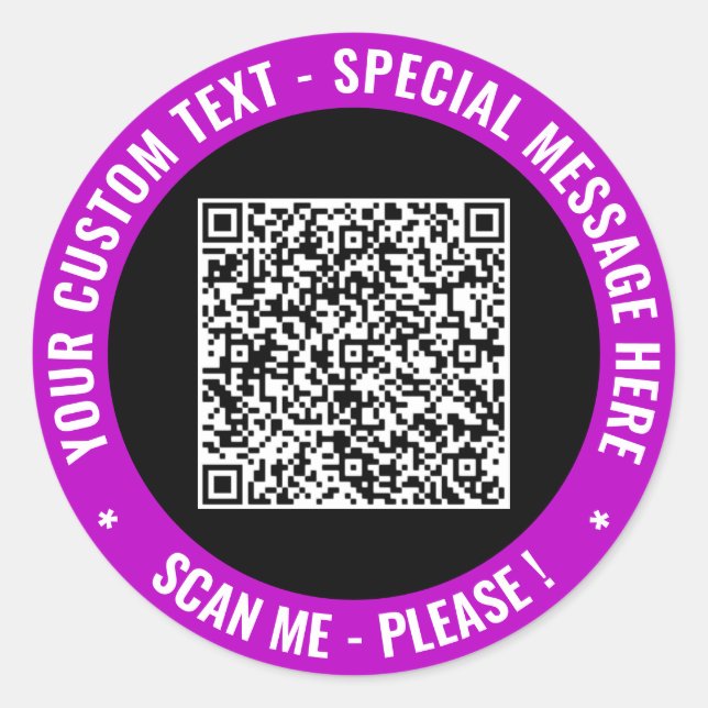 Design Your QR Code Custom Text and Colour Sticker (Front)