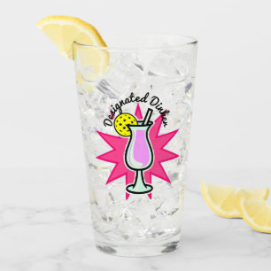 Designated Dinker - Pink Cocktail with Pickleball  Glass