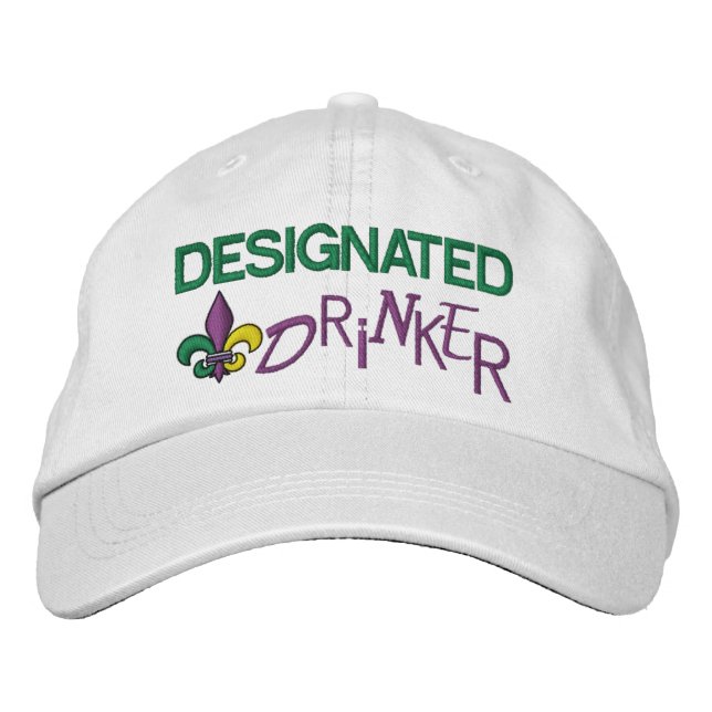 Designated Drinker - Mardi Gras Embroidered Hat (Front)