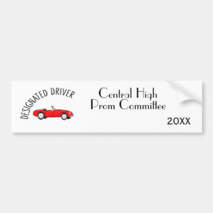 Designated Driver Red and White Bumper Sticker