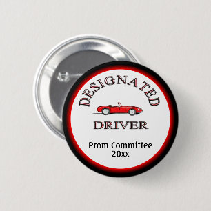 Designated Driver with Year 6 Cm Round Badge
