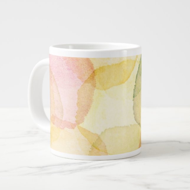 Designed abstract background with watercolor large coffee mug (Front Left)