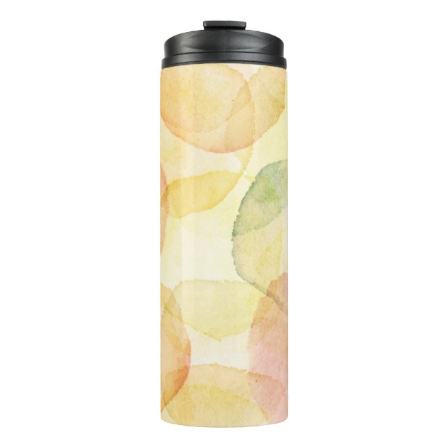 Designed abstract background with watercolor thermal tumbler (Front)