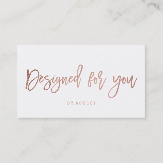 Designed for you elegant rose gold typography business card (Front)