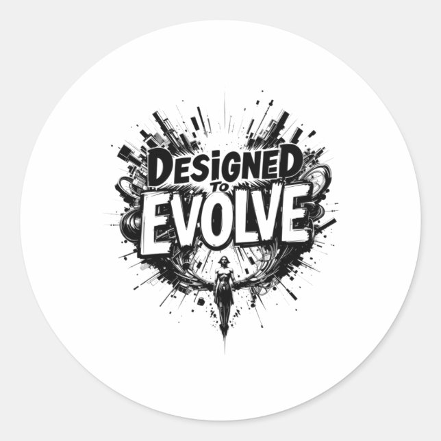 Designed To Evolve – Bold Abstract Evolution Art S Classic Round Sticker (Front)