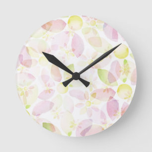 Designed watercolor flower background, texture round clock