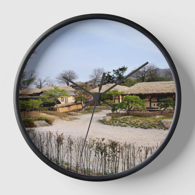 Designed with a photograph of South Korea, Black W Clock (Front)