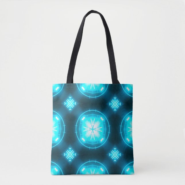 Designer abstract background with glowing individu tote bag (Front)