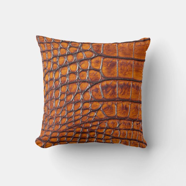Designer Alligator Crocodile Skin Bronze Colour Cushion (Front)