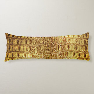 Designer Alligator Crocodile Skin Shiny Gold Body Cushion